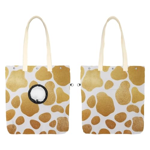 Schultertasche aus Segeltuch, weiche Seiten, Tragetasche für kleine Hunde und Katzen, tragbare Haustier-Handtasche mit verstellbarem Loch, waschbare Reisetasche, goldfarbener Kuhdruck, 49,3 x 41,9 cm Schultertasche aus Segeltuch, weiche Seiten, Tragetasche für kleine Hunde und Katzen, tragbare Haustier-Handtasche mit verstellbarem Loch, waschbare Reisetasche, goldfarbener Kuhdruck, 49,3 x 41,9 cm von etoenbrc