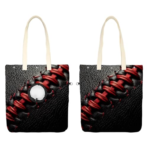 Schultertasche aus Segeltuch, weiche Seiten, Tragetasche für kleine Hunde und Katzen, tragbare Haustier-Handtasche mit verstellbarem Loch, waschbare Reisetasche, schwarze Baseballnähte, 49,3 x 41,9 cm von etoenbrc