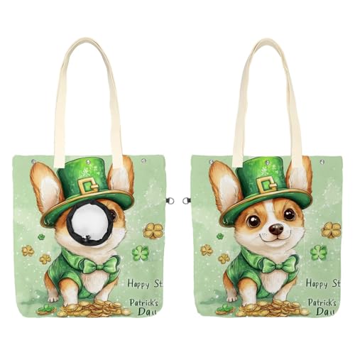 St. Parikh's Corgis Schultertasche aus Segeltuch, weiche Seiten, Tragetasche für kleine Hunde und Katzen, tragbare Haustier-Handtasche mit verstellbarem Loch, waschbare Reisetasche, 42 x 40 cm von etoenbrc