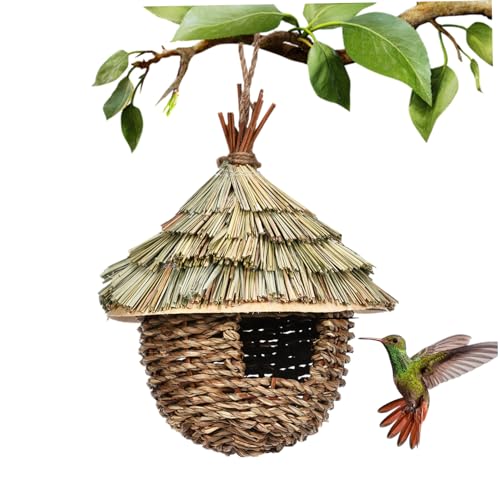 Hummingbird House Hummingbird House für außerhalb von 6,7 x 8,7 Zoll gewebter Strohhalm Hummingbird Nest Hängende Vogelhaus für Gartendekorationen Vogel Liebhaber Geschenk von eurNhrN