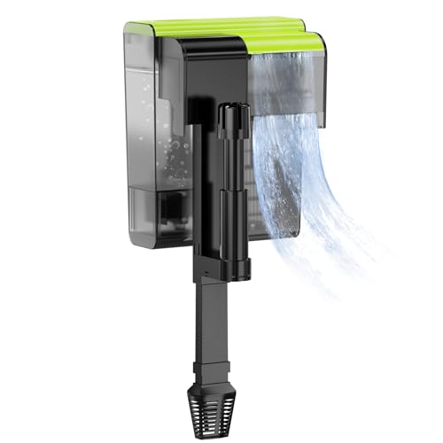 everfarel Hang On Filter Aquarium,450L/h Aquarium Außenfilter mit UVC 4-in-1 Einstellbarer Durchfluss Fish Tank Filter, Wasserfallfilter für 10-100L Aquarien von everfarel