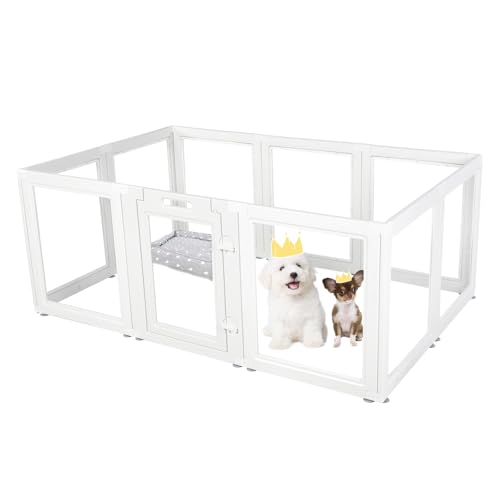 Klarer Acrylplastik Welpenlaufstall Hundespielplatz Innen, für Welpen, Katzen, Kaninchen, leicht montierbarer Welpenkäfig, Hundekennel, für kleine und mittlere Hunde (60 cm Hohe, 10 Stück) von everfront