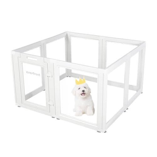 Klarer Acrylplastik Welpenlaufstall Hundespielplatz Innen, für Welpen, Katzen, Kaninchen, leicht montierbarer Welpenkäfig, Hundekennel, für kleine und mittlere Hunde (60 cm Hohe, 8 Stück) von everfront
