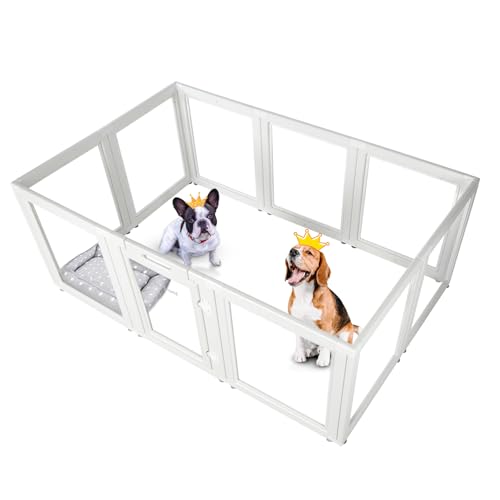 Klarer Acrylplastik Welpenlaufstall Hundespielplatz Innen, für Welpen, Katzen, Kaninchen, leicht montierbarer Welpenkäfig, Hundekennel, für kleine und mittlere Hunde (77 cm Hohe, 10 Stück) von everfront