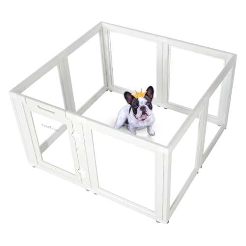 Klarer Acrylplastik Welpenlaufstall Hundespielplatz Innen, für Welpen, Katzen, Kaninchen, leicht montierbarer Welpenkäfig, Hundekennel, für kleine und mittlere Hunde (77 cm Hohe, 8 Stück) von everfront