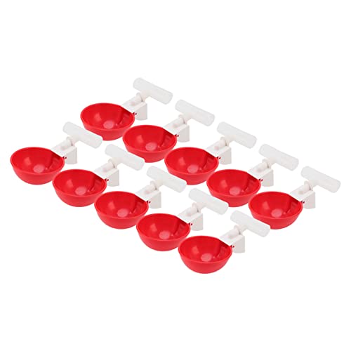 10 Set Automatische Wassertrinkbecher Hühnertrinkbecher Automatische Wassertrinkbecher Große rote Kunststoffschale für Ente, Vogel, Henne (Ehooeuget6o237k-11) von evhooe