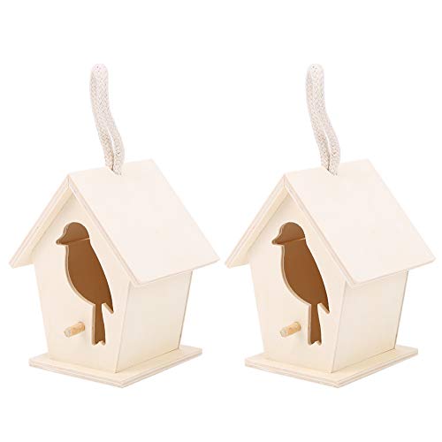 2 Stück Holz Outdoor Hängende Vogelnester Vogelhaus Nistkasten Handwerk Ornament Garten Dekoration, #811, Traditionell von evhooe