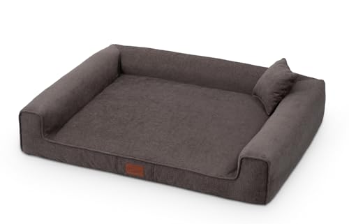 exclusive BED Hundebett Sofi Grosse Mittelgroße Kleine Hunde - Hundekissen Hundematte aus Polyurethan - Waschbar Kuschelig Langlebig Abriebfest Reißfest (L| 85x65cm, Braun) von exclusive BED