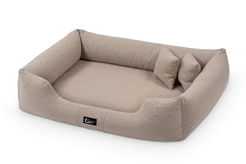 exclusive BED Orthopädisches Hundebett Bruno Grosse Mittelgroße Kleine Hunde - Hundekissen Hundematte aus Aura-Stoff - Memory Foam Kuschelig Langlebig Abriebfest Reißfest (L, Beige) von exclusive BED