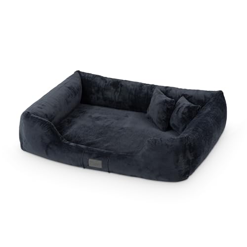 exclusive BED Orthopädisches Hundebett Candy Grosse Mittelgroße Kleine Hunde - Hundekissen Hundematte aus Plüsch - rutschfest Kuschelig Langlebig Abriebfest Reißfest (L+|90x70cm, Marineblau) von exclusive BED