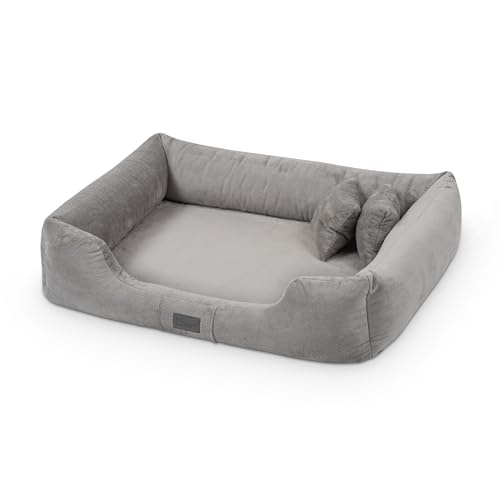 exclusive BED Orthopädisches Hundebett Candy Grosse Mittelgroße Kleine Hunde - Hundekissen Hundematte aus Plüsch - rutschfest Kuschelig Langlebig Abriebfest Reißfest (XXL+|130x100cm, Grau) von exclusive BED