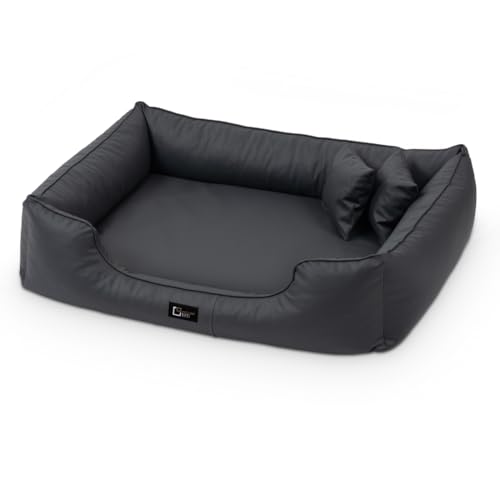 exclusive BED Orthopädisches Hundebett Max Grosse Mittelgroße Kleine Hunde - Hundekissen Hundesofa aus Kunstleder - Memory Foam Langlebig Abriebfest Reißfest (3XL+|160x110cm, Grau) von exclusive BED