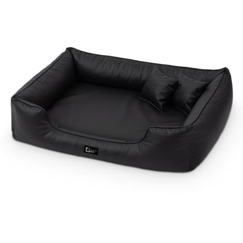 exclusive BED Orthopädisches Hundebett Max Grosse Mittelgroße Kleine Hunde - Hundekissen Hundesofa aus Kunstleder - Memory Foam Langlebig Abriebfest Reißfest (3XL+|160x110cm, Schwarz) von exclusive BED