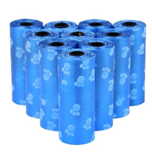 Kulturbeutel for Hunde/Katzen, 150 Stück, Müllbeutel, Heimtierbedarf, 10 Rollen, 15 Stück/Rolle, Mehrfarbig (Color : Blue) von eyob