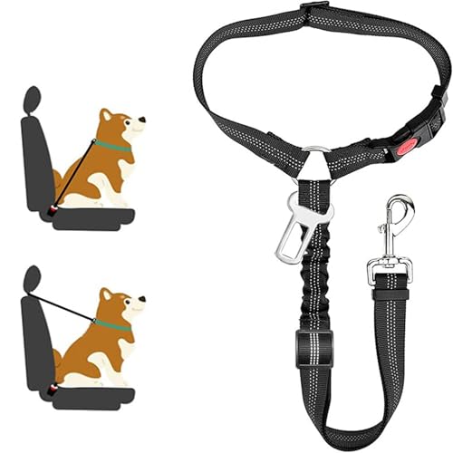 fKiZanthene Hundegeschirr fürs Auto, verstellbar, Nylon, Sicherheitsgeschirr für Haustiere, für Autos, Schwarz für Reisen und Spaziergänge von fKiZanthene