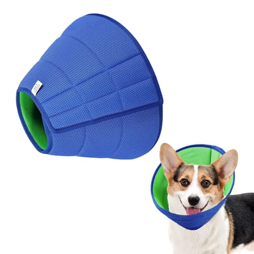 fKiZanthene Verstellbares Hundekegelhalsband, weiches Genesungshalsband in Blau (Größe S), 23-35 cm Länge für postoperative Wundschutz von fKiZanthene
