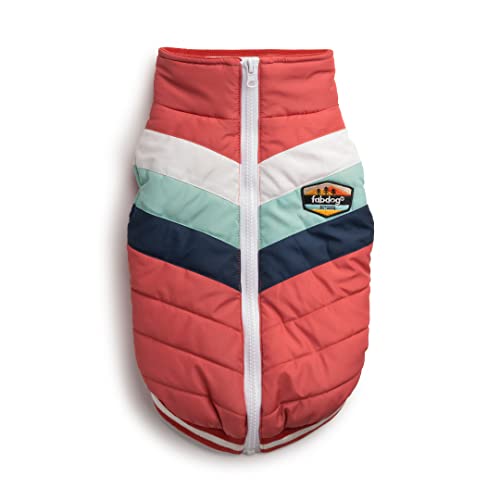 fabdog Hunde-Pufferjacke, Chevron-Hundemantel für alle Rassen, bequeme und langlebige Hundejacken mit Persönlichkeit, ideales Geschenk, passend für Halsumfang 25,4 cm, Melone von fabdog
