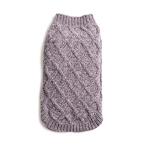 fabdog Hundepullover / Weste, bequeme Hundekleidung für den Winter, Hundebekleidung und Zubehör, Chenille, Grau mit Stehkragen, passend für Halsgrößen 45,7 cm von fabdog