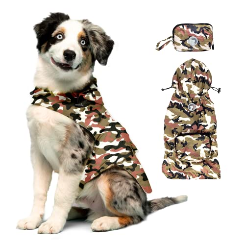 fabdog Hunderegenmantel – verstaubarer wasserdichter Nylon-Regenmantel für Hunde – helle, stilvolle Hunderegenjacken | Camouflage, Größe XXL von fabdog