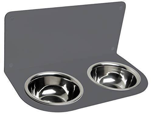 schmeck.bar Futterstation Futterbar erhöhter Futterspender kleine mittlere große schreckhafte Hunde mit Näpfen stabil hochwertig Wand (GRAU MATT, A: 400 x 187 x 227 mm - Napf 2X S) schmeck.bar Futterstation Futterbar erhöhter Futterspender kleine mittlere große schreckhafte Hunde mit Näpfen stabil hochwertig Wand (GRAU MATT, A: 400 x 187 x 227 mm - Napf 2X S) von faciloo