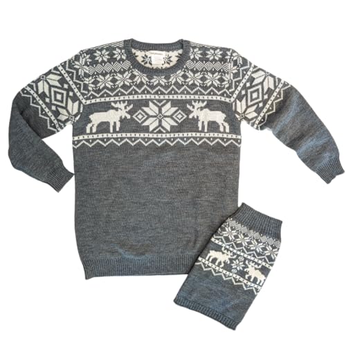 famjamjams Passende Haustier- und Besitzer-Pullover – 100 % Acryl, Haustier-Eltern-Hunde-Zwillings-Urlaub, hässlicher Weihnachtspullover, Elchgrau, Größe XL, Rückenlänge 48,3 cm, fügen Sie passende famjamjams Passende Haustier- und Besitzer-Pullover – 100 % Acryl, Haustier-Eltern-Hunde-Zwillings-Urlaub, hässlicher Weihnachtspullover, Elchgrau, Größe XL, Rückenlänge 48,3 cm, fügen Sie passende von famjamjams
