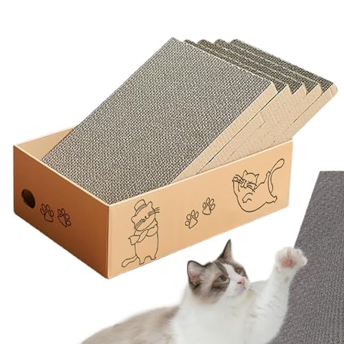 Katzenkratzbett, Karton Katzenkratzer mit Box, 5 Packungen in 1 wendbare, verdickte Kratzbrett, Katzenkratzbrett, verschleißfeste Katzenmöbel zum Schleifen von Krallen und zum Schutz von Möbeln Katzenkratzbett, Karton Katzenkratzer mit Box, 5 Packungen in 1 wendbare, verdickte Kratzbrett, Katzenkratzbrett, verschleißfeste Katzenmöbel zum Schleifen von Krallen und zum Schutz von Möbeln von fanelod