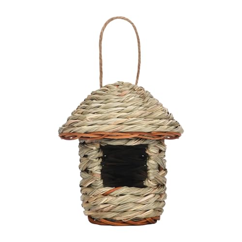 Kolibri-Häuser für draußen, hängendes Gras, Kolibri-Nest, kreative handgefertigte Vogelhäuser, handgewebtes Gras, Vogelhütte, Hof-Dekoration, Vogelnistung für Zuhause, Terrasse, , Baum, Hof von fanelod