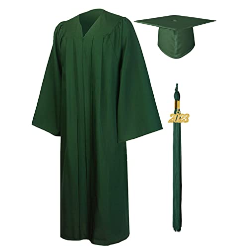 fanelod Abschlusskleid und Mütze - Abschlusskappe und -Kleid matt | Abschlusskleid mit Hutquastenanhänger für Männer und Frauen von fanelod