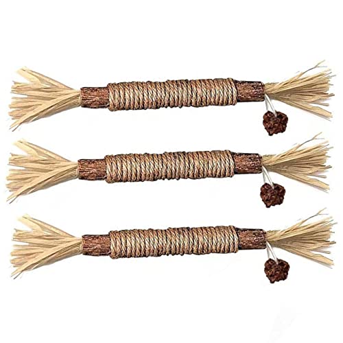 fanelod Cat Chew Sticks, 3 Stück Silvervine Sticks, Cat Cleaning Teeth Chew Sticks, Aggressive Chewers Cat, Cat Teeth Cleaning Toy, Steigerung des Appetits, Angst- und Stressspielzeugs von fanelod