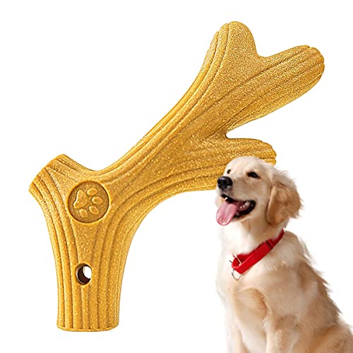 fanelod Elchgeweih für Hunde | Kauspielzeug aus Holz für zahnende Welpen und kleine Hunde - Quietschendes Hundezahnreinigungsspielzeug für kleine bis große, Aggressive Kauer von fanelod