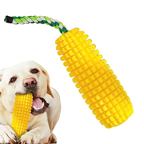 fanelod Gelbes Maisspielzeug,Aggressive Kauer Zahnen Kauen Mais - Wiederverwendbares interaktives Hundespielzeug, quietschendes Hundezahnbürstenspielzeug, multifunktionales von fanelod