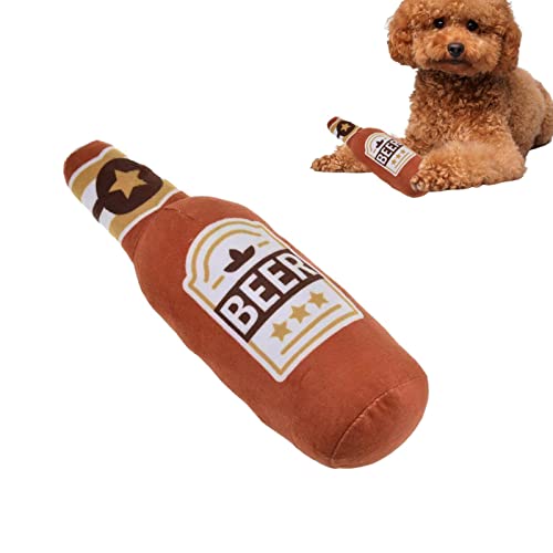 fanelod Grunzendes Hundespielzeug,Quietschendes Kauspielzeug aus Weinflaschen für Aggressive Kauer | Stuffless Squeaker Dog Puppy Chew Toys, lustiges süßes Hundespielzeug für kleine mittelgroße Hunde von fanelod