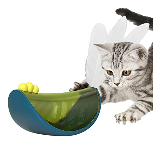 fanelod Katzenleckerli-Spielzeugspender - Leckerli spendendes Katzenspielzeug - Fun Pet Exercise Toys Hühnerform Tumbler Katzenspielzeug mit Feder für langsames Füttern von fanelod