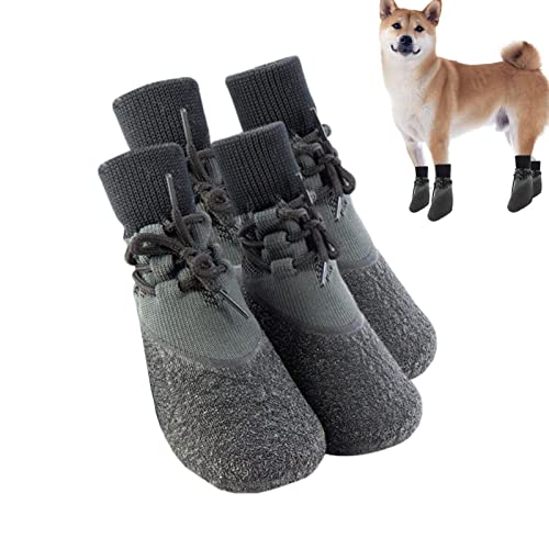 wasserdichte Hundesocken, 2 Paar rutschfeste Hundesocken, Hitzeschutz-Hundesocken, verstellbare Hundeschuhe, um das Lecken für Hartholzböden für Hunde zu verhindern von fanelod