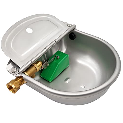 Automatischer Wassertrog für Hunde, Automatischer Wassernapf Aus Edelstahl mit 1/2 Zoll Messingventilschwimmer, Messinganschluss und Ablassstopfen, Wassertrog für Vieh, Hunde, Ziegen, Schweine von MasXirch