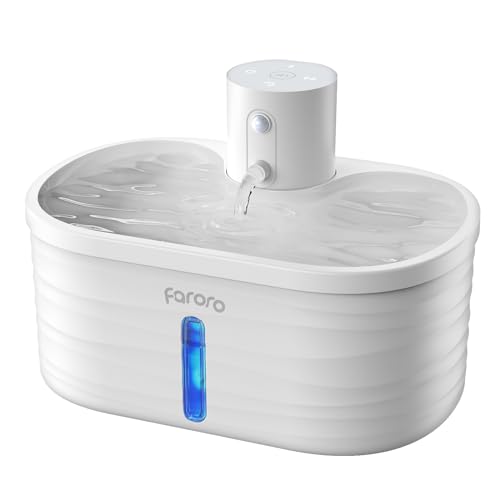Faroro Katzenbrunnen, 2.5L Trinkbrunnen für Katze Kabellos, Batteriebetrieben Katzenbrunnen mit Bewegungsmelder, 5000-mAh-Akku, Extrem Leise Pumpe, BPA-Frei, Weiß Faroro Katzenbrunnen, 2.5L Trinkbrunnen für Katze Kabellos, Batteriebetrieben Katzenbrunnen mit Bewegungsmelder, 5000-mAh-Akku, Extrem Leise Pumpe, BPA-Frei, Weiß von faroro