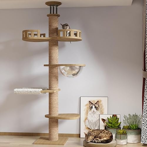 Großer Kratzbaum mit 8 Ebenen, vom Boden bis zur Decke, höhenverstellbar, Raumkapsel, Katzenspringplattform, natürliches Sisalseil, gemütliches Bett, interaktives Spielzeug für große Katzen im Großer Kratzbaum mit 8 Ebenen, vom Boden bis zur Decke, höhenverstellbar, Raumkapsel, Katzenspringplattform, natürliches Sisalseil, gemütliches Bett, interaktives Spielzeug für große Katzen im von fatdaa