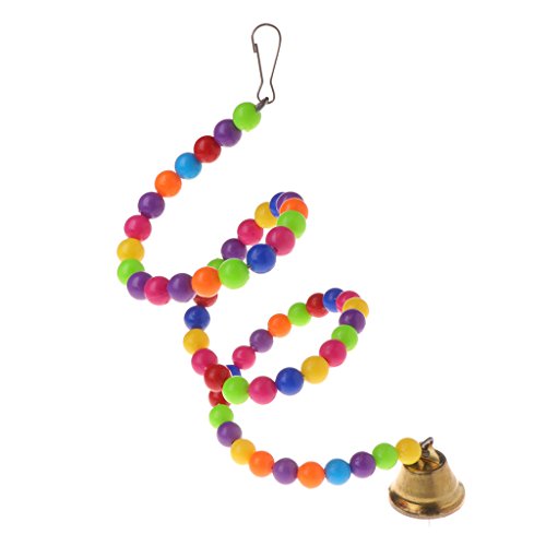 FATTERYU Papagei Spielzeug Spiral Schaukel Standhalter Vögel Kreative Glocke Bunte Perlen Leiter von fatteryu