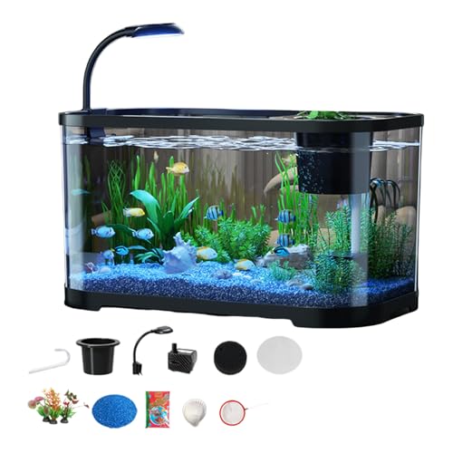 fayarrd Kompaktes Aquarium Starter-Set - Goldfisch Aquarium Einsteigerset | Leises Aquarium, Dekoratives Schreibtischbecken Für Kampffisch, Schildkröte, Frosch & Wasserbewohner von fayarrd
