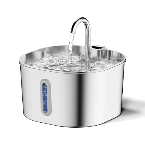 2.2L Edelstahl Katze Wasserbrunnen Automatischer Haustier Wasserspender Zubehör Auto Katze Trinkbrunnen Hund Tränke Schüssel von fbkapelk