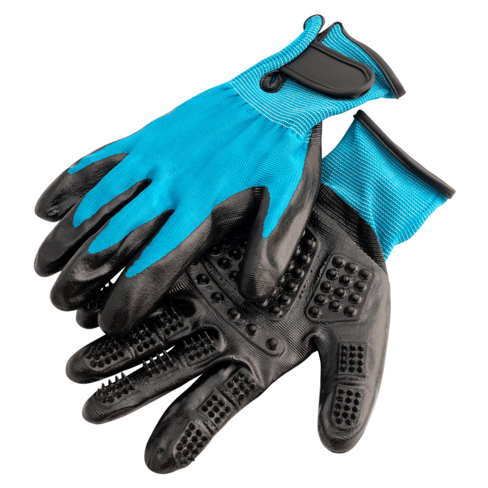 Fellpflege-Handschuh blau-schwarz, Maße: ca. 16 x 23 cm von fehlt