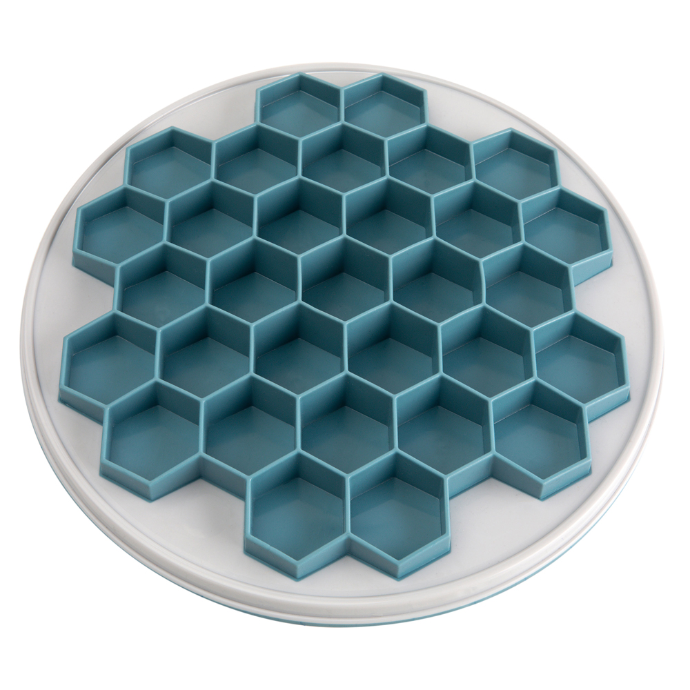 Hunde-Futtermatte Slow Feeding Platte Hive weiß-blau, Durchmesser:  ca. 30 cm von fehlt