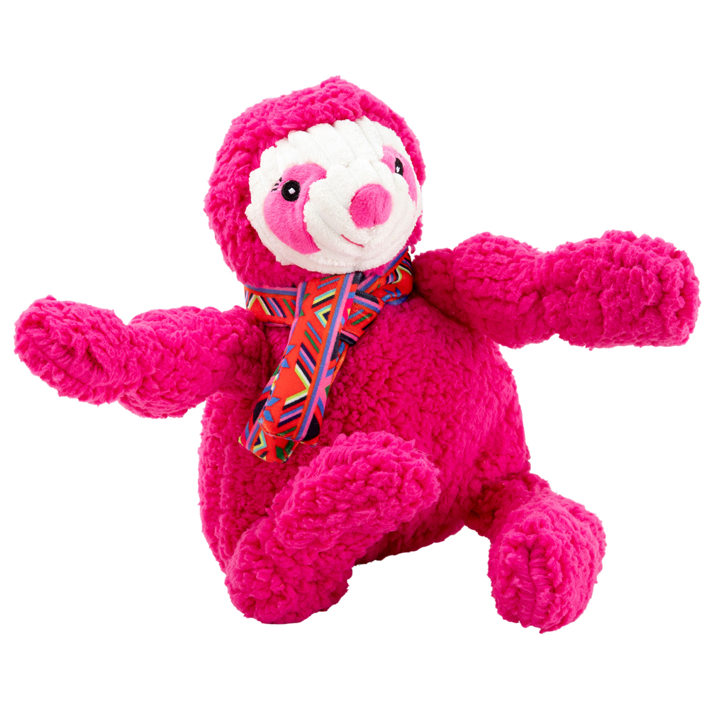 HuggleHounds® Hunde-Plüschspielzeug Faultier Knottie pink, Maße: ca. 36 x 18 x 14 cm von HuggleHounds®