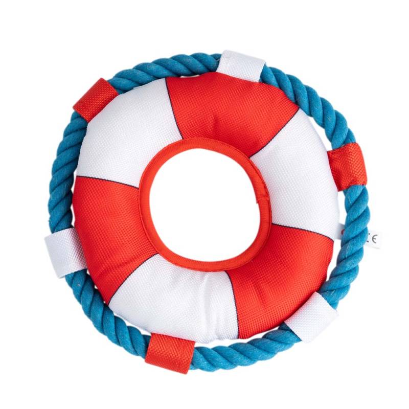 Hunde-Wasserspielzeug Rettungsring Floating weiß-rot-blau, Durchmesser:  ca. 20 cm von fehlt