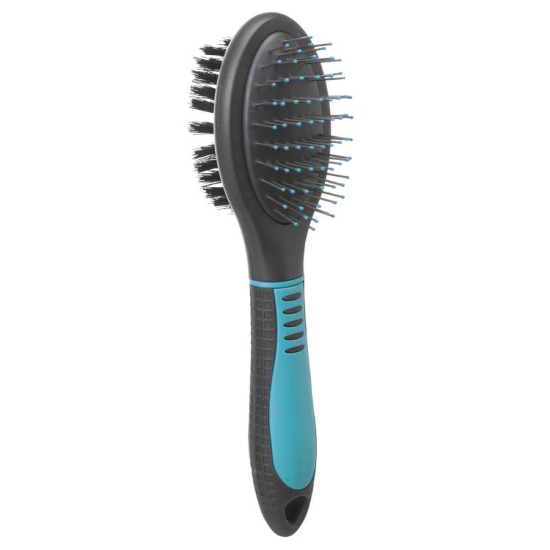 TRIXIE Zweiseitige Pflegebürste Care schwarz-blau, Länge: ca. 23 cm von TRIXIE
