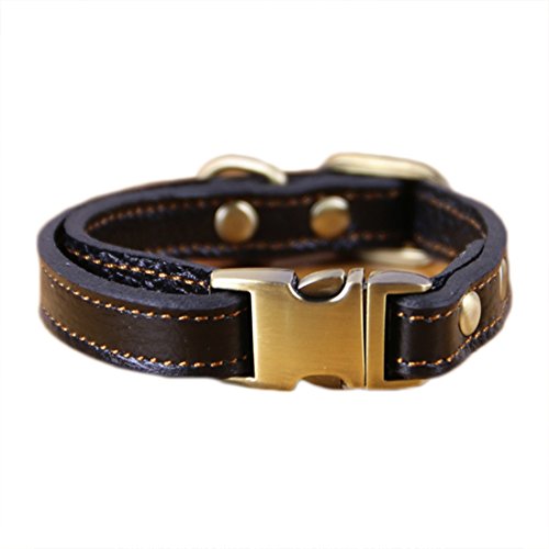 Basic Lederhalsband Klickverschluss Hundehalsband Einstellbare Martingal Halskette Hundehalsung Kettenhalsband Leder Dog Collar für Kleine Mittelgroße Grosse Hunde (S, schwarz) von feiling