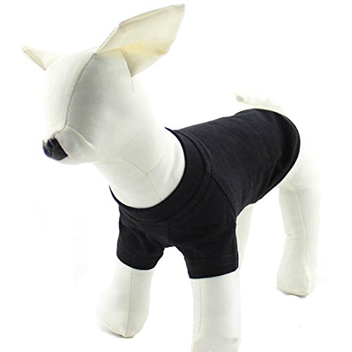 Baumwolle T-Shirt Einfarbig für Mittlere und Große Hunde Sommer Jersey Hundekostüm Bequeme Pullover Frühling Herbst Pulli Atmungsaktiv Hunde Polo Tops Hundemantel (L, schwarz) von feiling