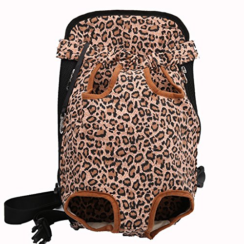 feiling Bunt Streifen Hunderucksack Hundetrage Tragerucksack Katzentasche Backpack Transporttasche Hunde Haustier Reisetasche für Kleine Hunde Katzen Welpen (M, Leopard) von feiling