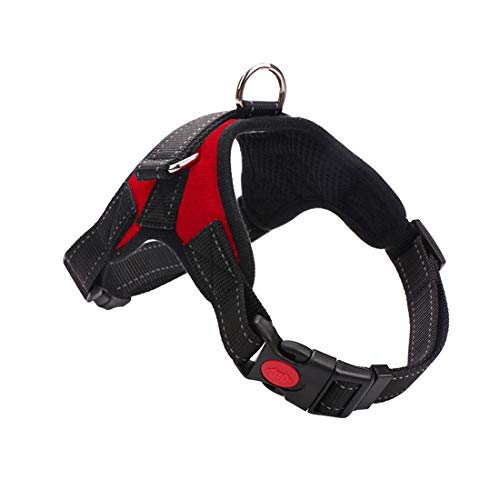 Hundegeschirr Nylon Brustgeschirre Verstellbare Haustier Autogeschirr Brustgurt für Kleine Mittlere und Grosse Hunde Reflektierende Laufgeschirre (XL, rot) von feiling