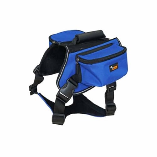Ondoing Hund Rucksack Geschirr Mittlere Große Hunde Backpack Draussen Radtasche Satteltasche Einstellbare Haustier Tasche Pack Reflektierende Vest Hundegeschirr für Wandern Camping Reise (L, blau) von feiling